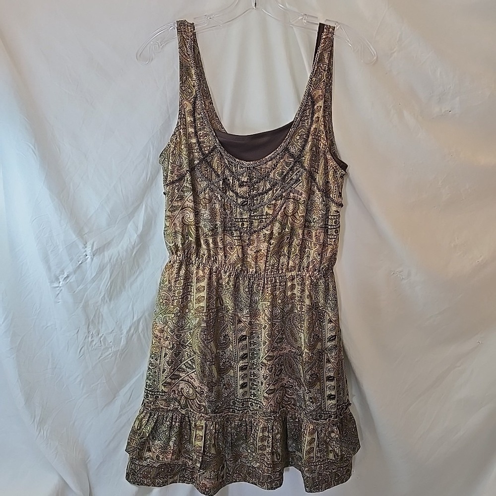 Urban Outfitters Ecote Sleeveless Dress Beaded Accents Paisley Sz XS‎ Boho-chic